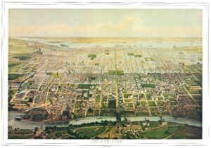 1855 litho of Philadelphia (Philaedelphie - French printing)
