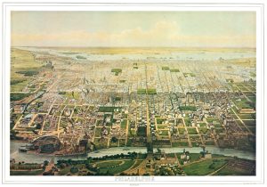 1855 litho of Philadelphia (Philaedelphie - French printing)