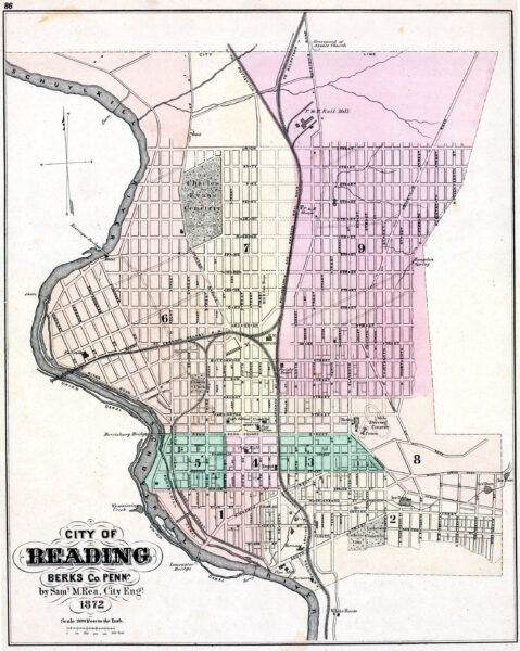 City of Reading map, 1872