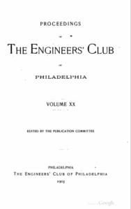 1903 Engineers' Club Report title page