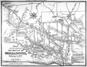 Map showing the progression of the Battle of Germantown