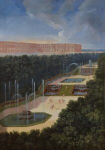 Vue du Bosquet des trois Fontaines (View of the Grove of the Three Fountains), at Versailles. Painting by Jean Cotelle (the Younger, (c) Réunion des musées nationaux. Used with permission.