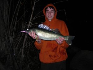Chris McIntee of the Anglers' Club of Philadelphia holds a 26 inch walleye