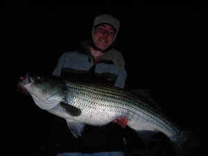 Chris McIntee holds a 40 in. striper