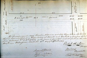 Pen-and-ink drawing depicting the plan for stormwater regulation of Sassafras (Race) Street in Philadelphia in 1819