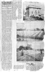 Color image of a page of newsprint with several black-and-white images included