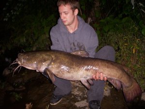 Jude Becker with his flathead catfish