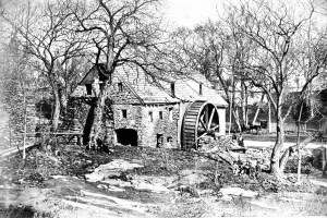 Photograph of Roberts Mill on Wingohocking Creek in Germantown, built in the late 17th century. (Photograph by J. C. Browne, 1871. Castner Collection/Free Library of Philadelphia)