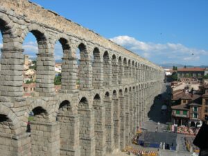 A Roman aqueduct in Segovia, Spain, 2006