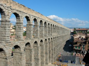 A Roman aqueduct in Segovia, Spain, 2006