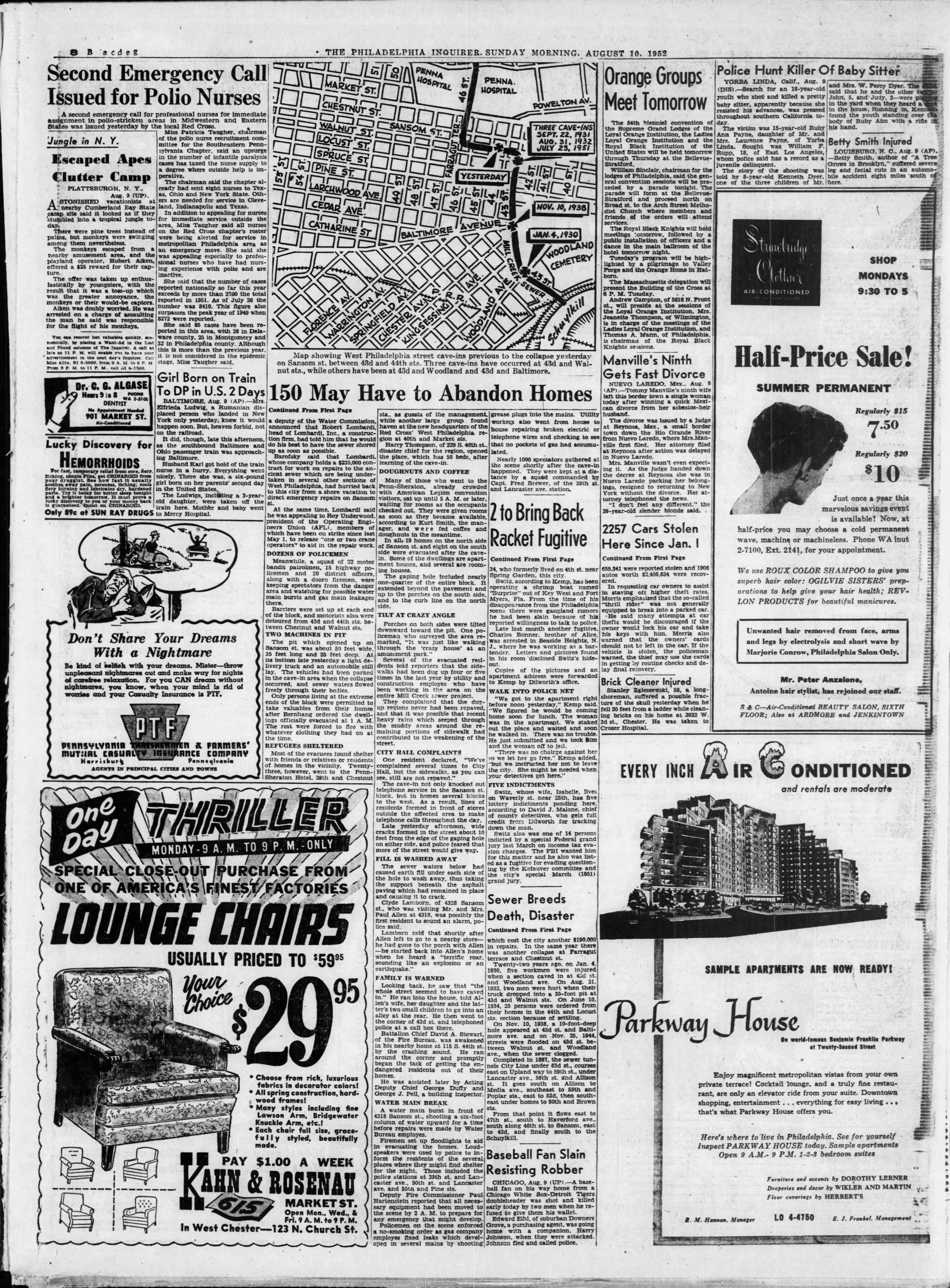 150 May Have to Abandon Homes, Inquirer, Aug. 10, 1952