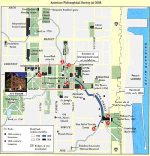 2008 map showing historic Dock Creek with adjacent historical features